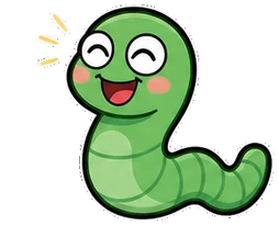 Gary, a smiling green worm
